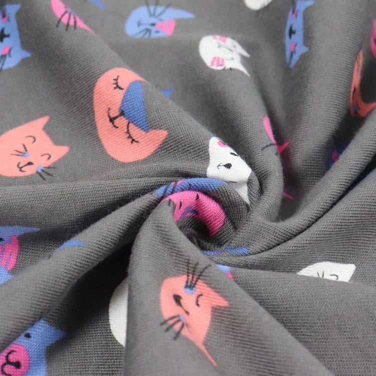 Jersey de tecido de algodão 100, tecido estampado para roupa de dormir