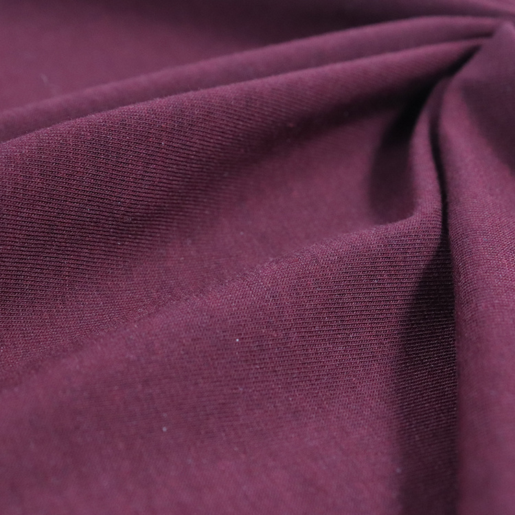 Tecido de lycra de algodão modal Lenzing anos 40, jersey de malha spandex, chamuscado