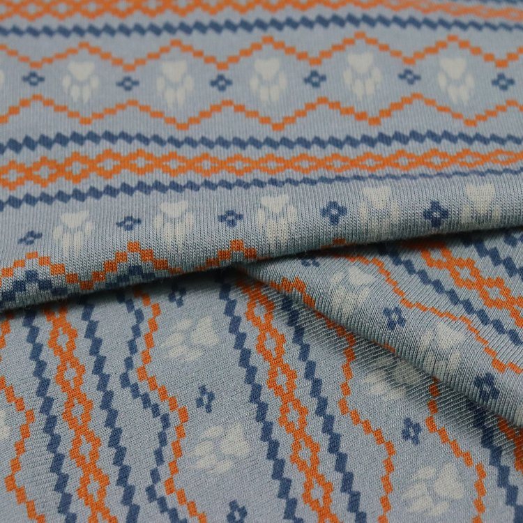 Camisa de elastano de bambu 230GSM, estampa reativa, tecido para pijamas