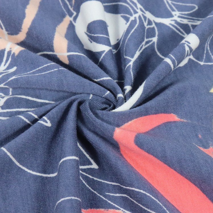 Jersey de impressão elástica modal de algodão 150GSM, anos 40, tecido para camiseta